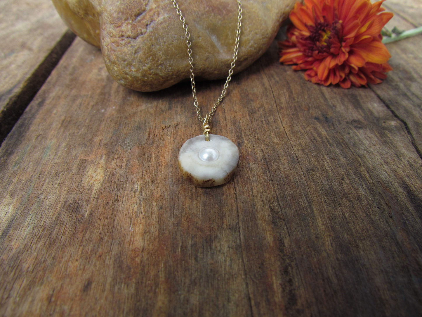 Signature Pearl Inlaid Antler Necklace MTO