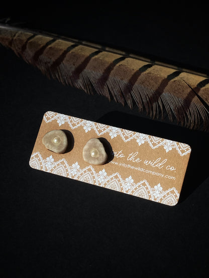 Signature Pearl or Gemstone Inlaid Antler Studs MTO