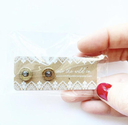 Recycled 9mm + Swarovski Stud Earrings *rts