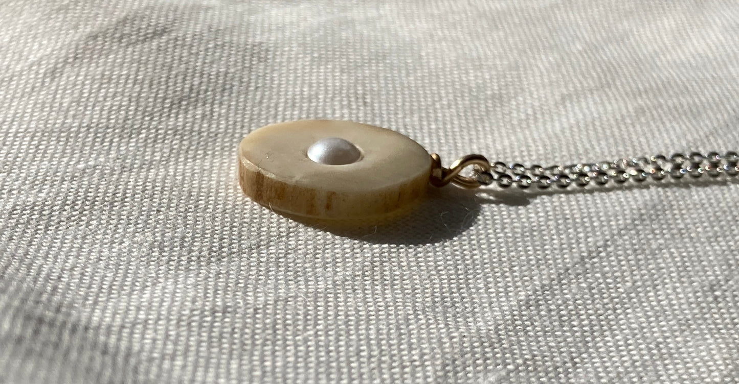 Signature Pearl Inlaid Antler Necklace MTO