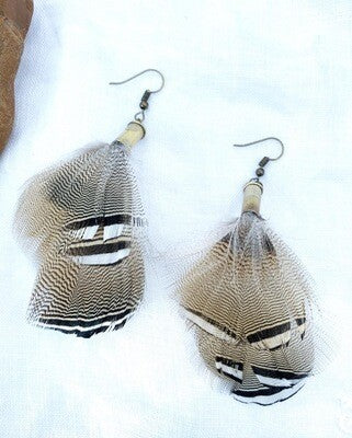 Feather + Recycled .22 Bullet Earrings MTO