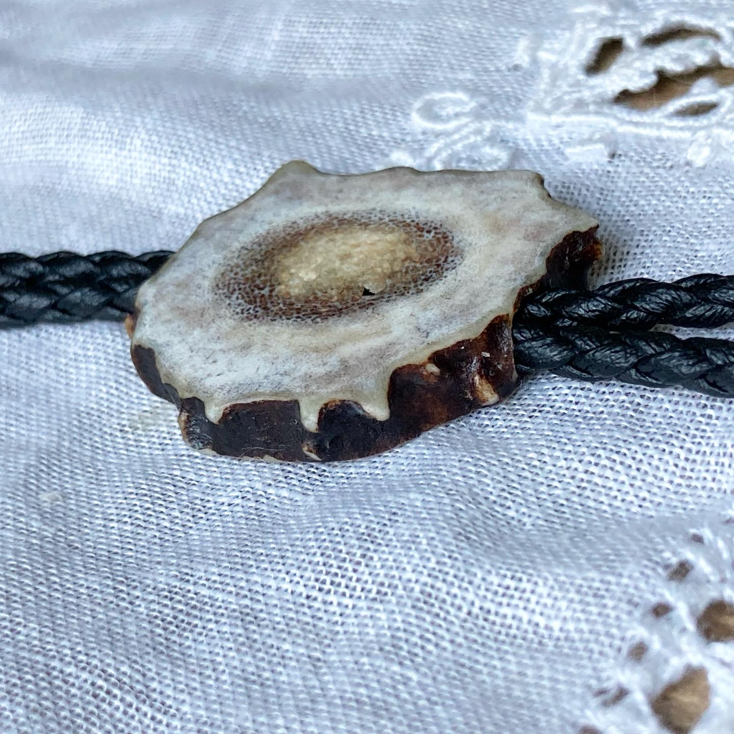 Whitetail Antler + Turkey Feather Bolo Tie / Lariat
