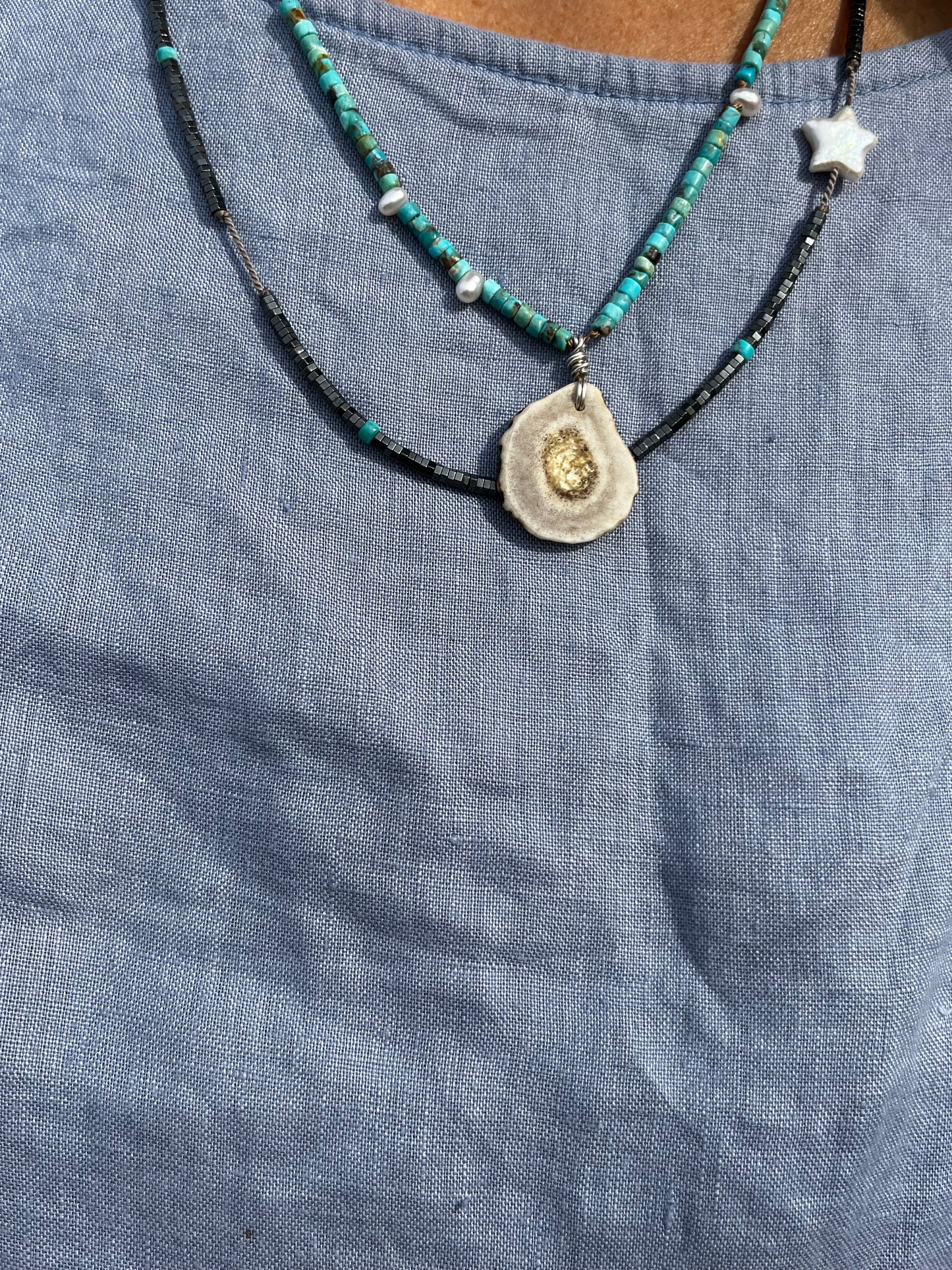 Antler + Turquoise + Pearl Diffuser Necklace MTO