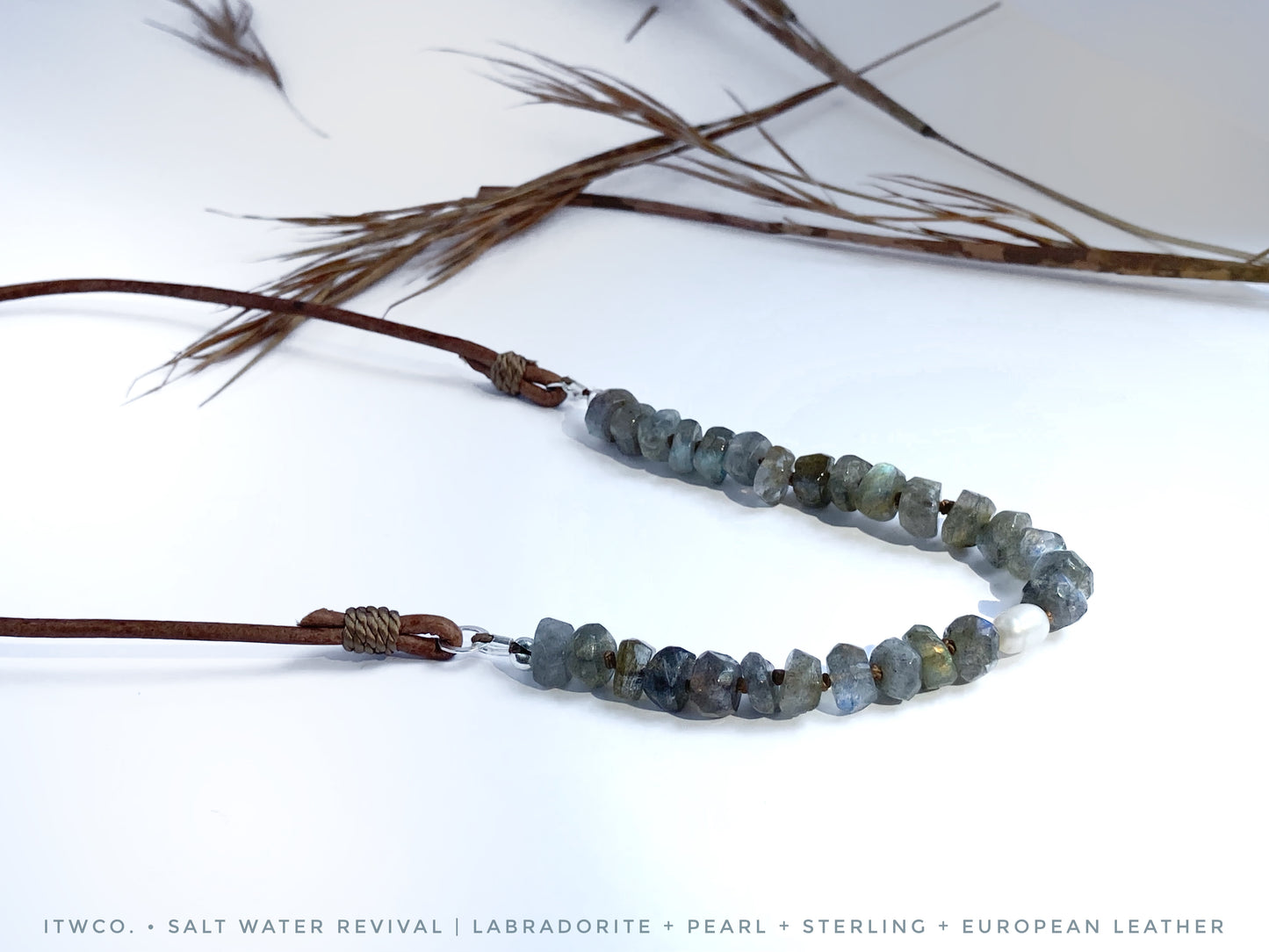 salt water revival | labradorite + pearl necklace