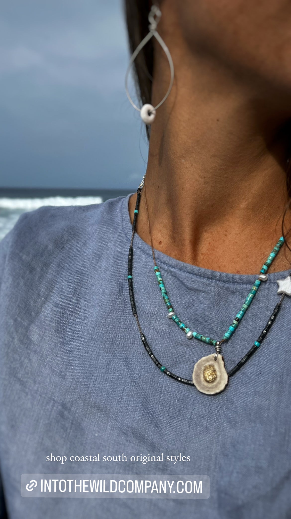 Antler + Turquoise + Pearl Diffuser Necklace MTO