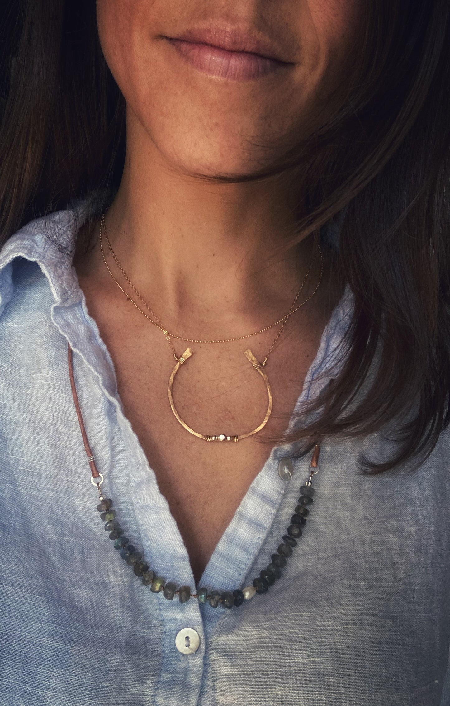 salt water revival | labradorite + pearl necklace