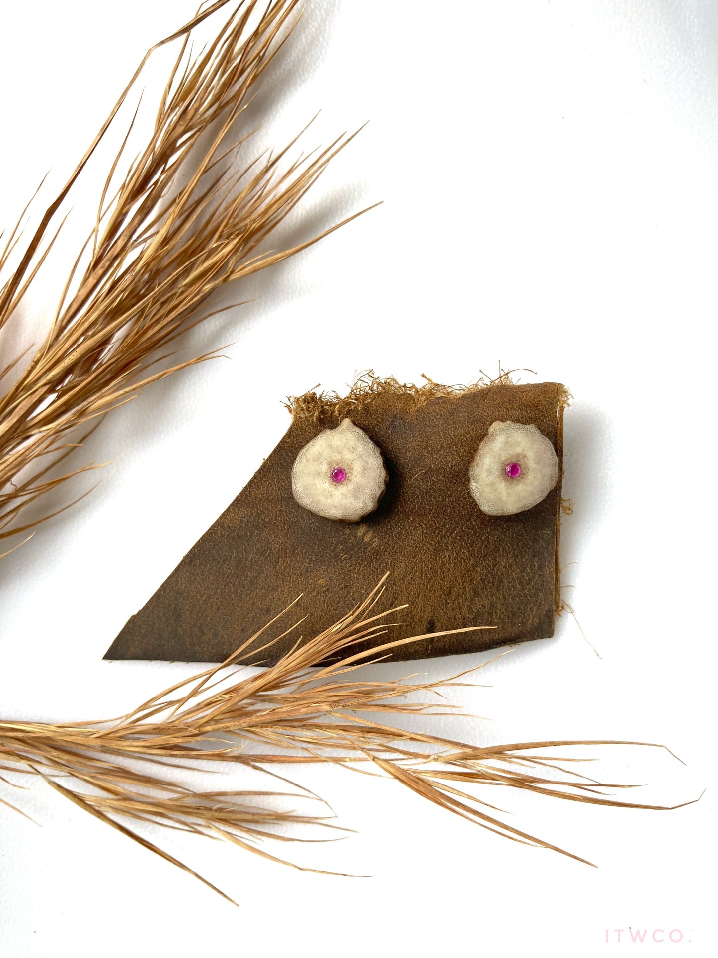 Ruby Inlaid Antler Studs