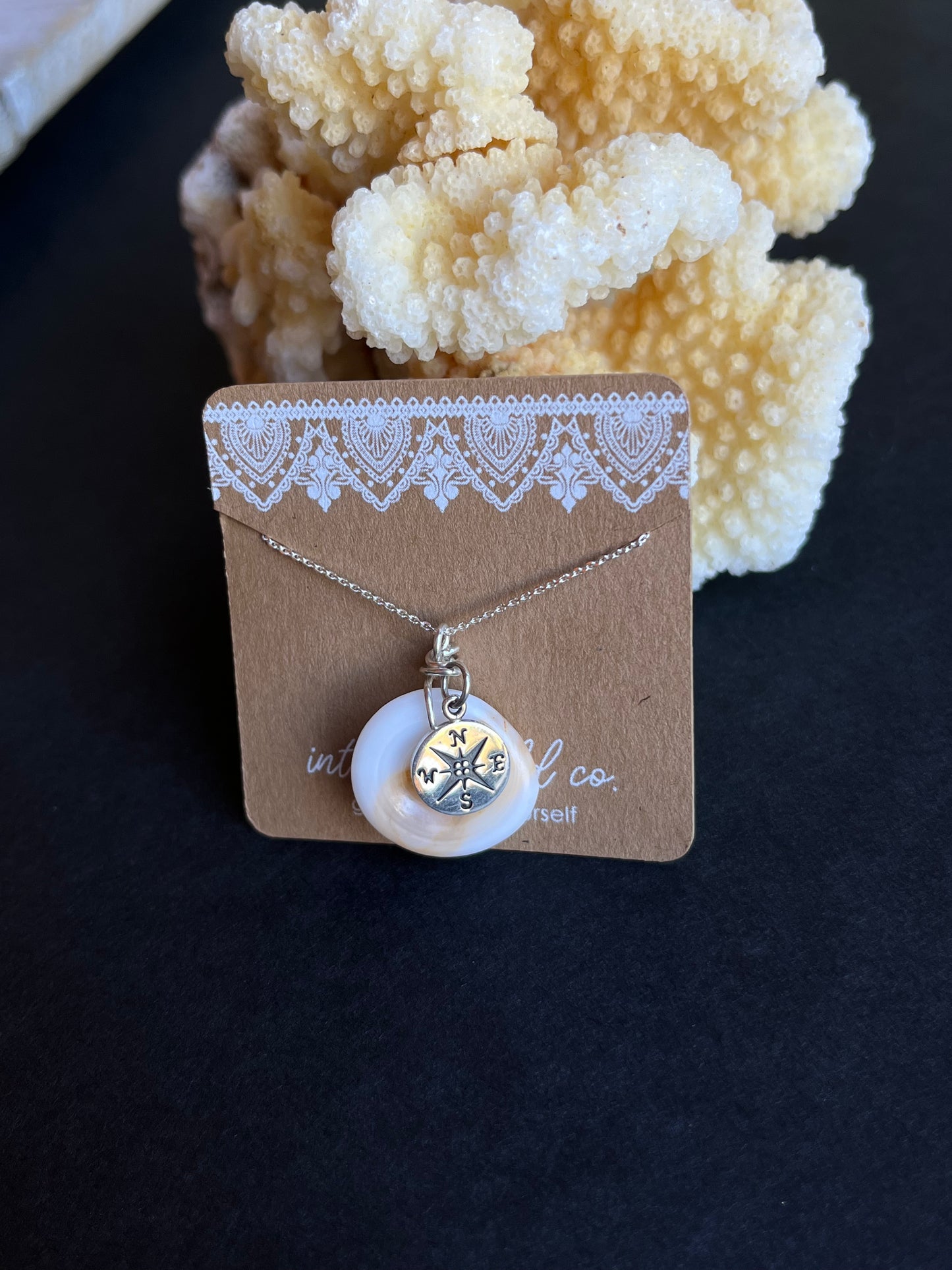 Puka Shell + Compass Rose Charm Necklace
