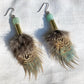Light Green Feather + Jade + Recycled .22 Bullet Earrings MTO