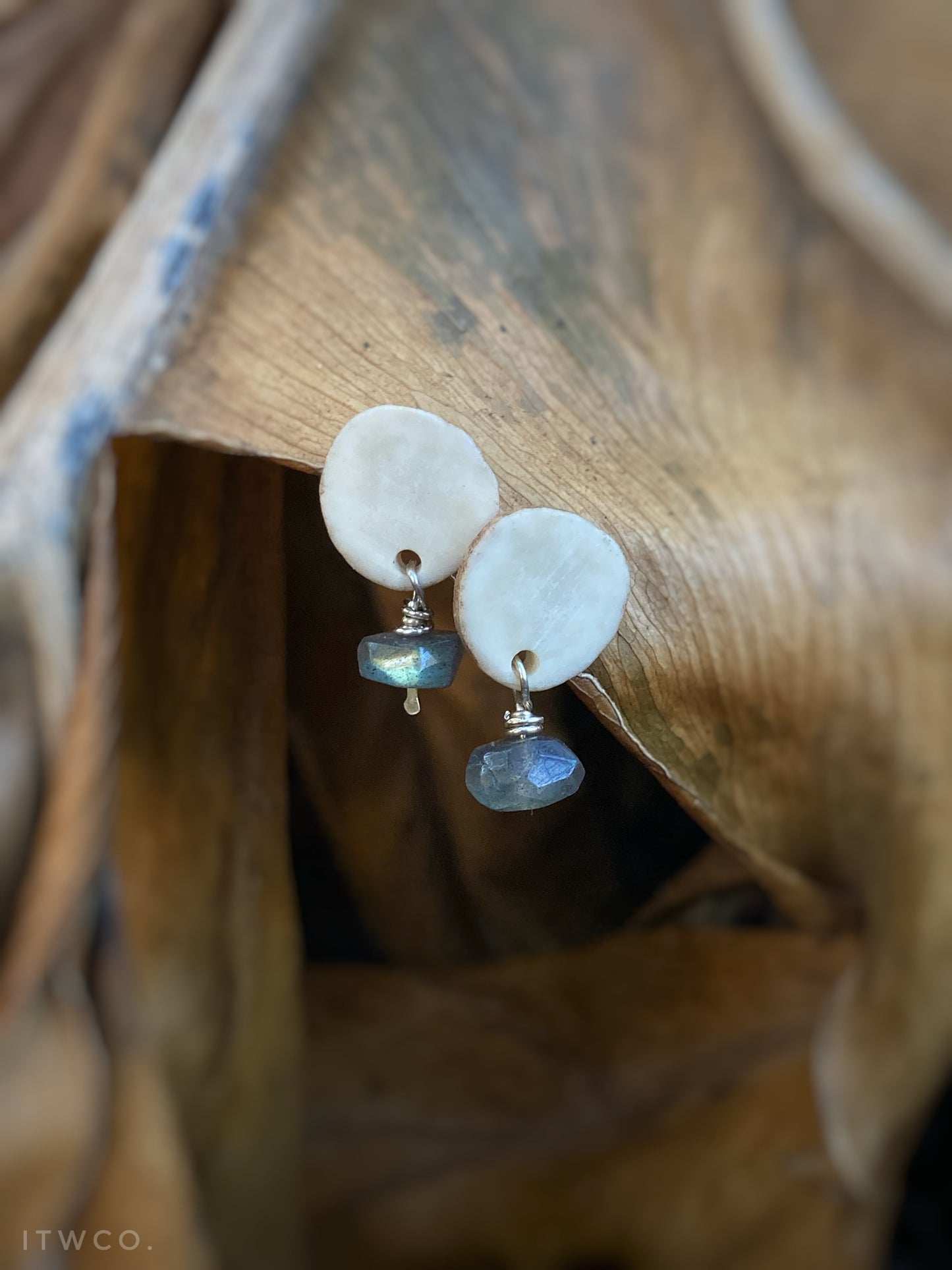 whitetail antler + labradorite stud earrings