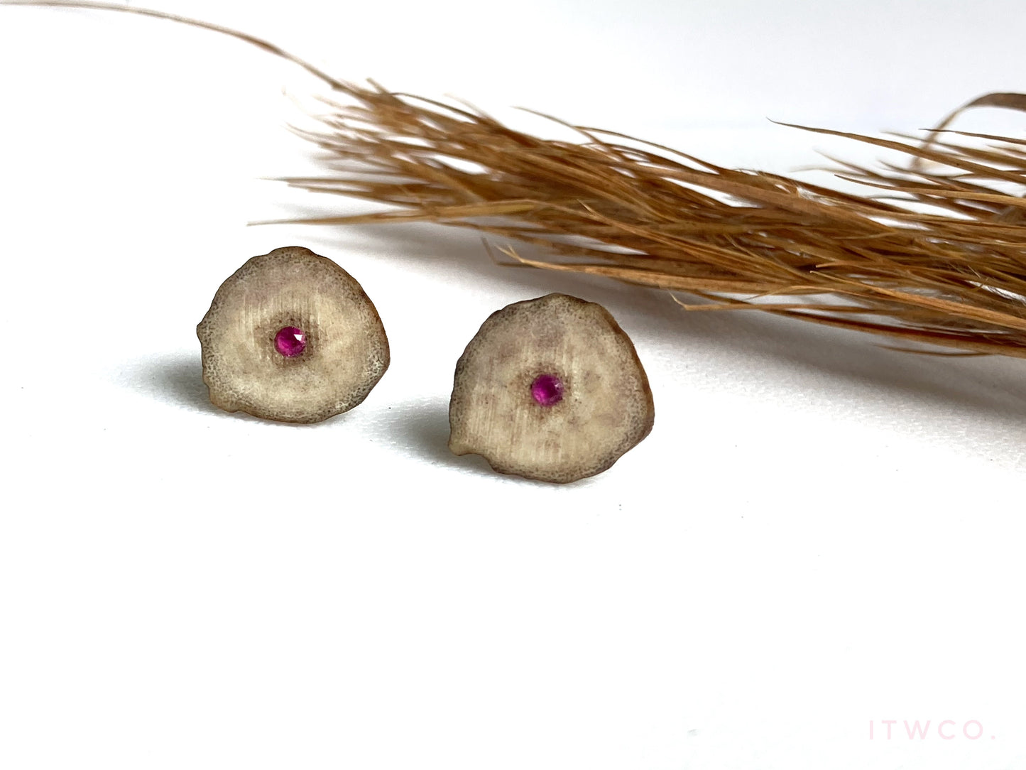Ruby Inlaid Antler Studs