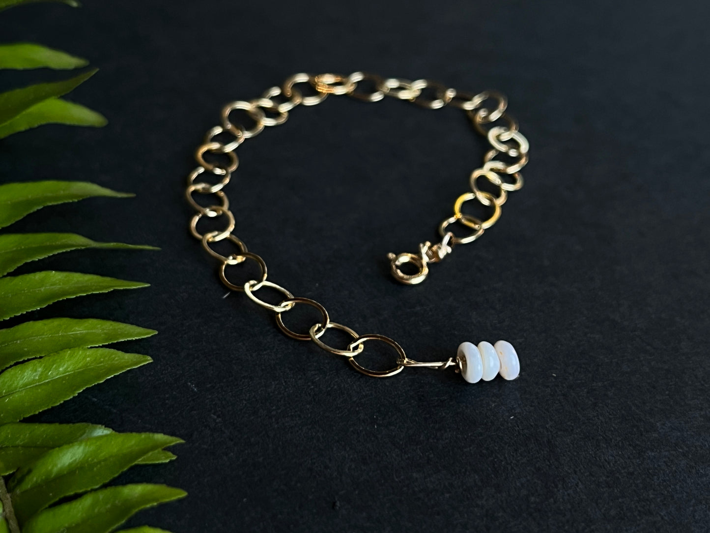 Puka Shell Hammered Bracelet