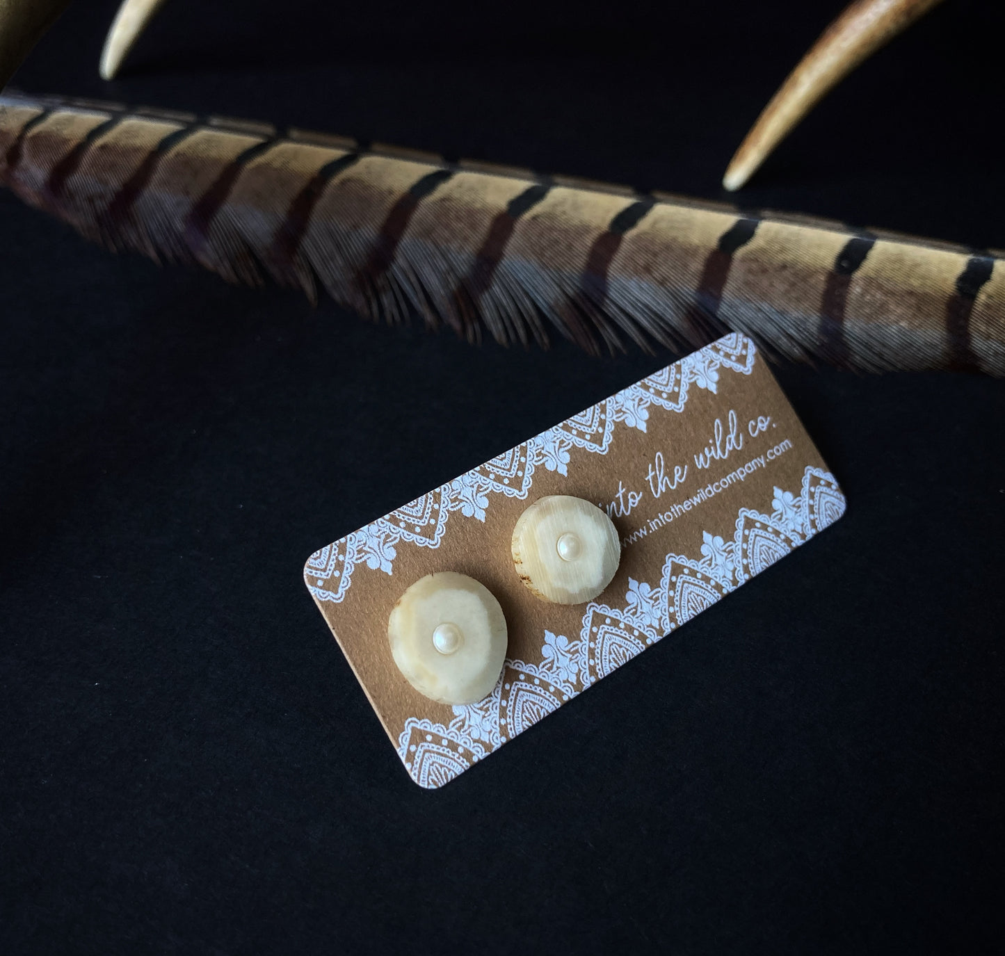 Signature Pearl Inlaid Antler Studs