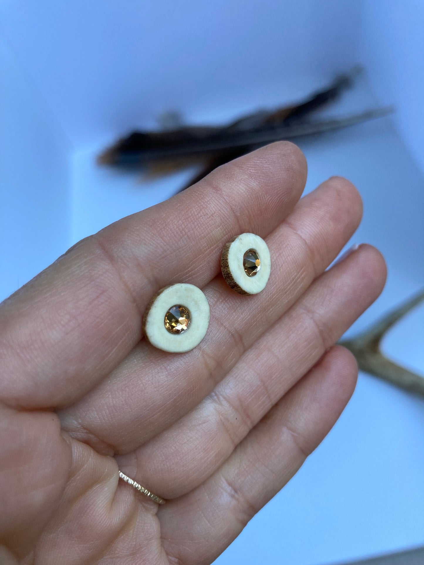 Signature Topaz Inlaid Antler Studs MTO