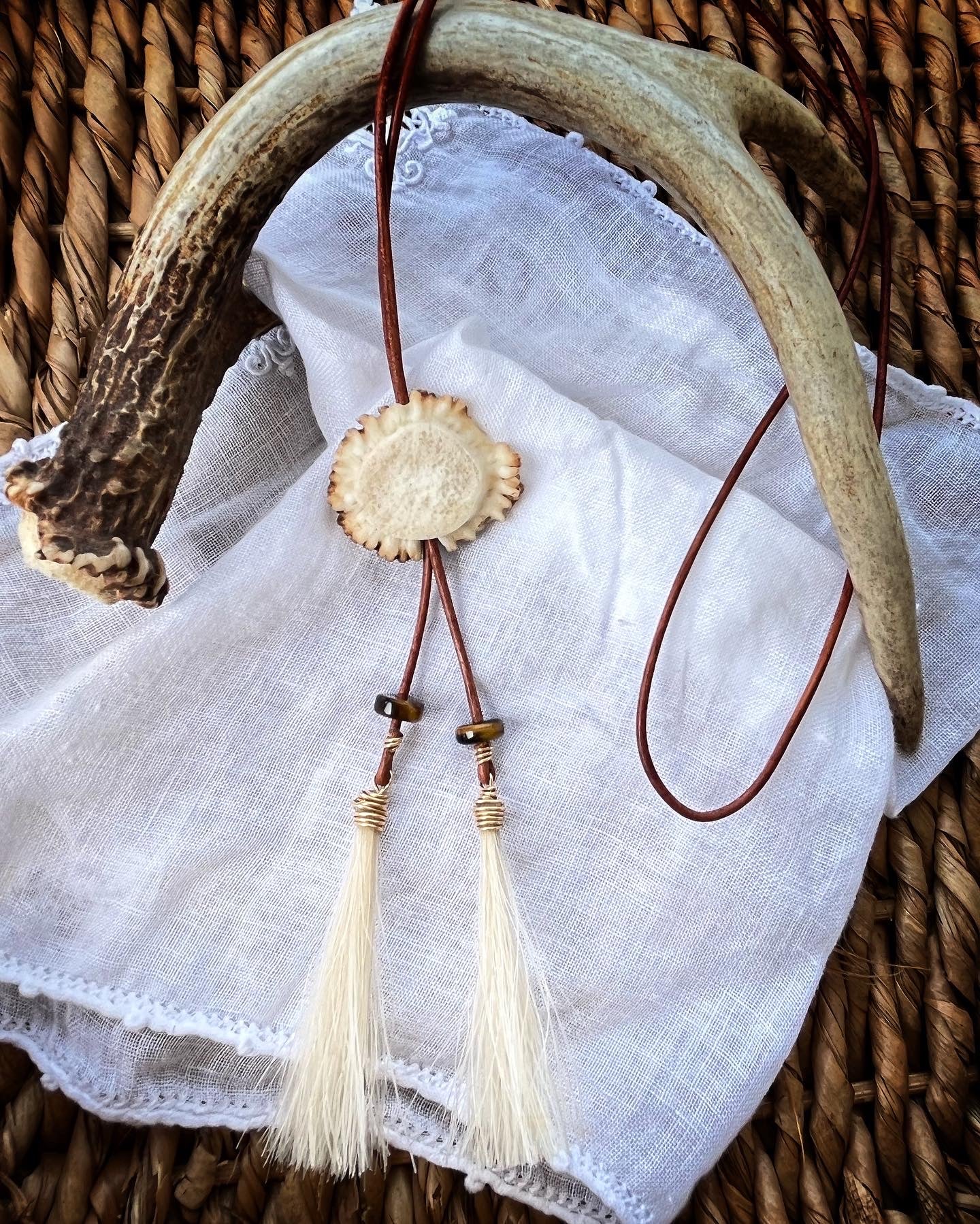 Signature Whitetail Burr Bolo Tie | gemstone x horsehair CUSTOM