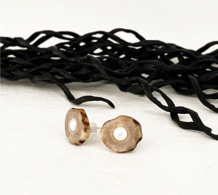 Signature Pearl Inlaid Antler Studs