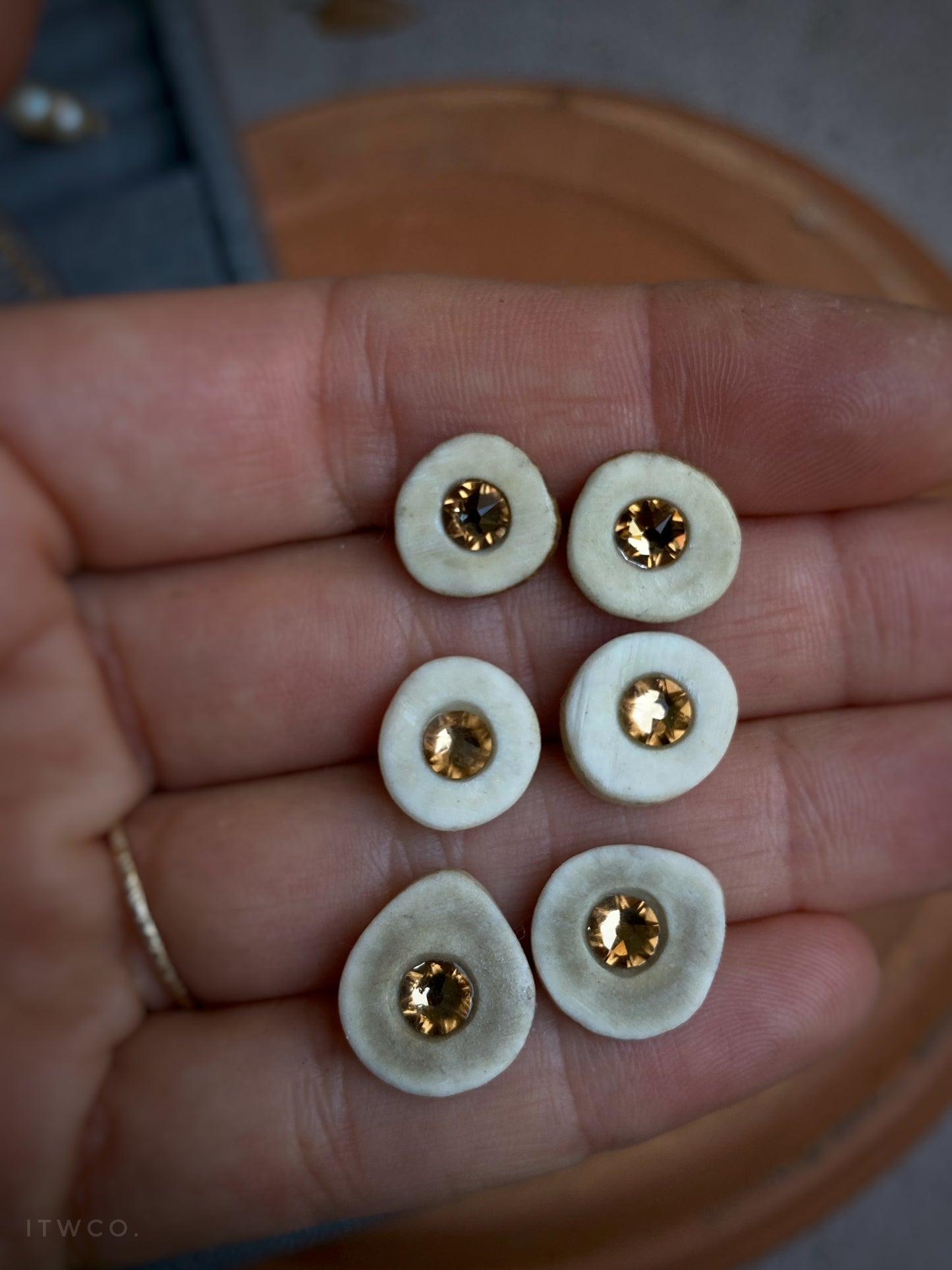 Signature Topaz Inlaid Antler Studs MTO