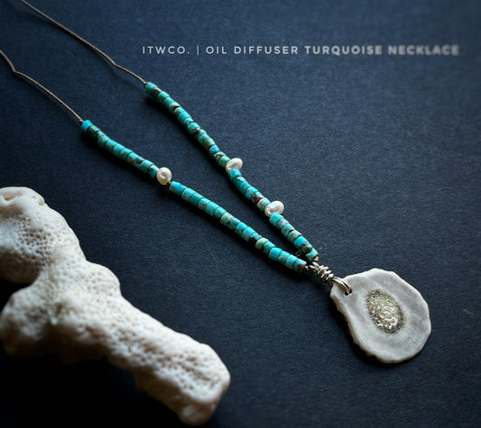 Antler + Turquoise + Pearl Diffuser Necklace MTO