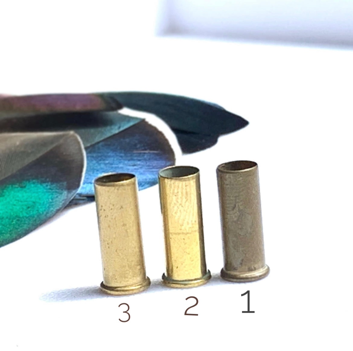 MINI Feather + Recycled .22 Casing Earrings