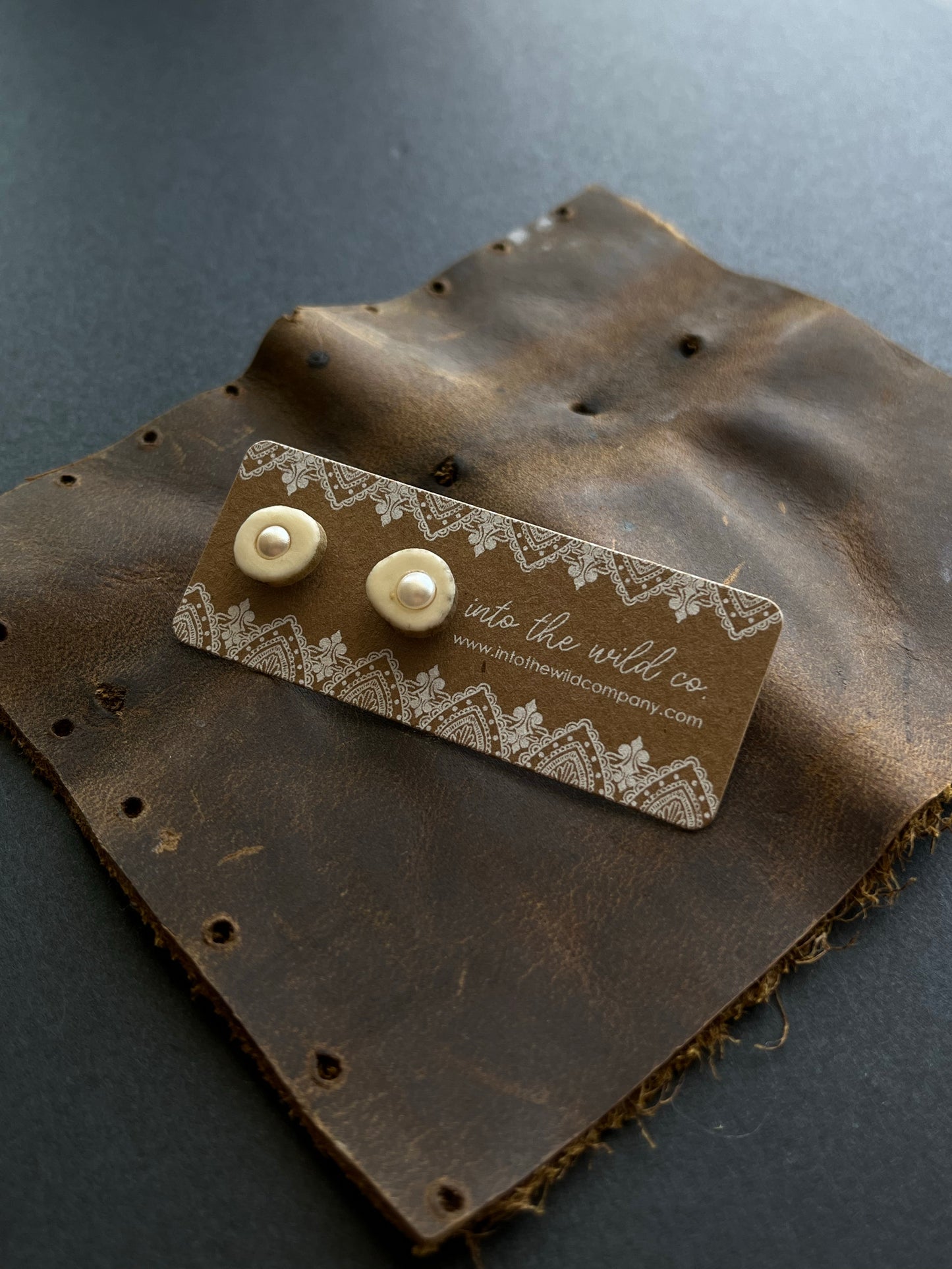 Signature Pearl Inlaid Antler Studs MTO