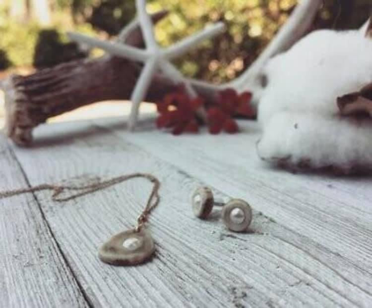 Signature Pearl Inlaid Antler Studs