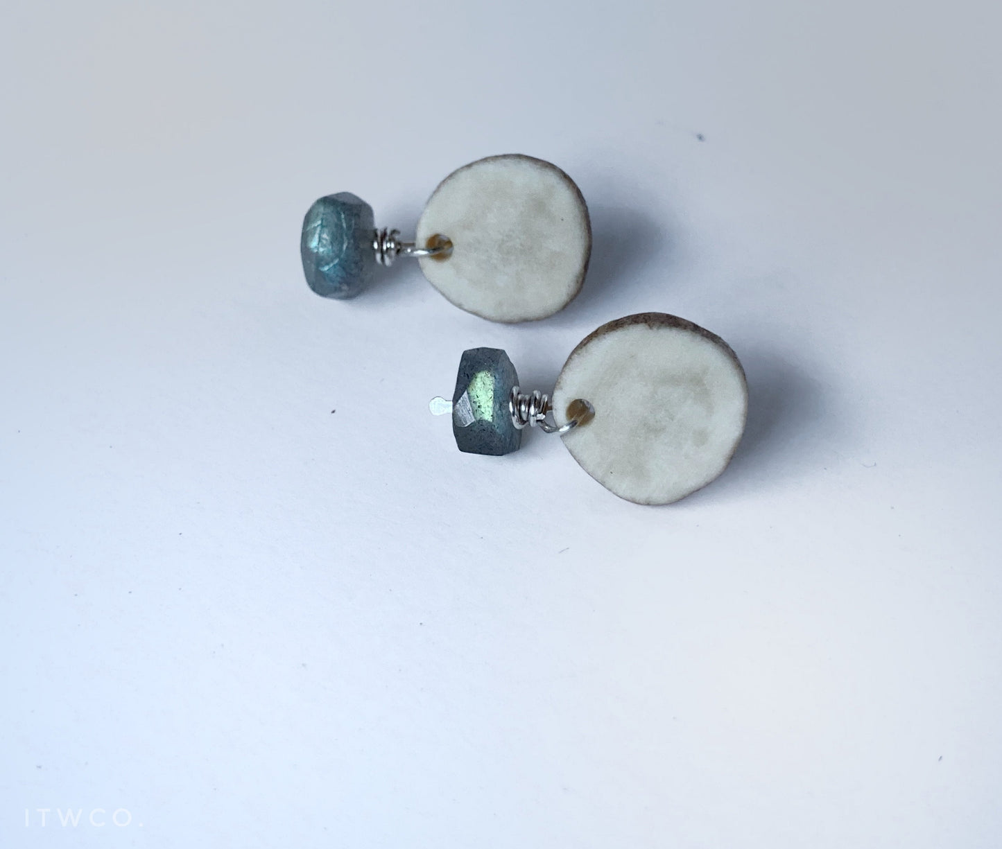 whitetail antler + labradorite stud earrings
