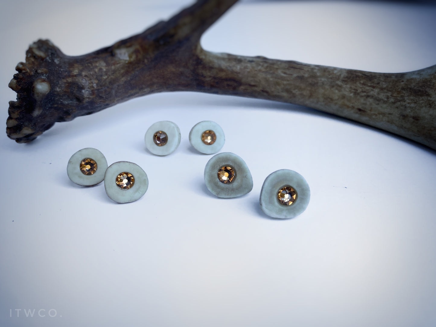 Signature Topaz Inlaid Antler Studs MTO