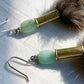 Light Green Feather + Jade + Recycled .22 Bullet Earrings MTO