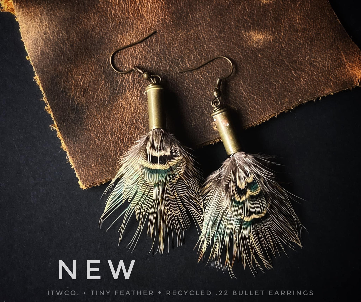 MINI Feather + Recycled .22 Casing Earrings