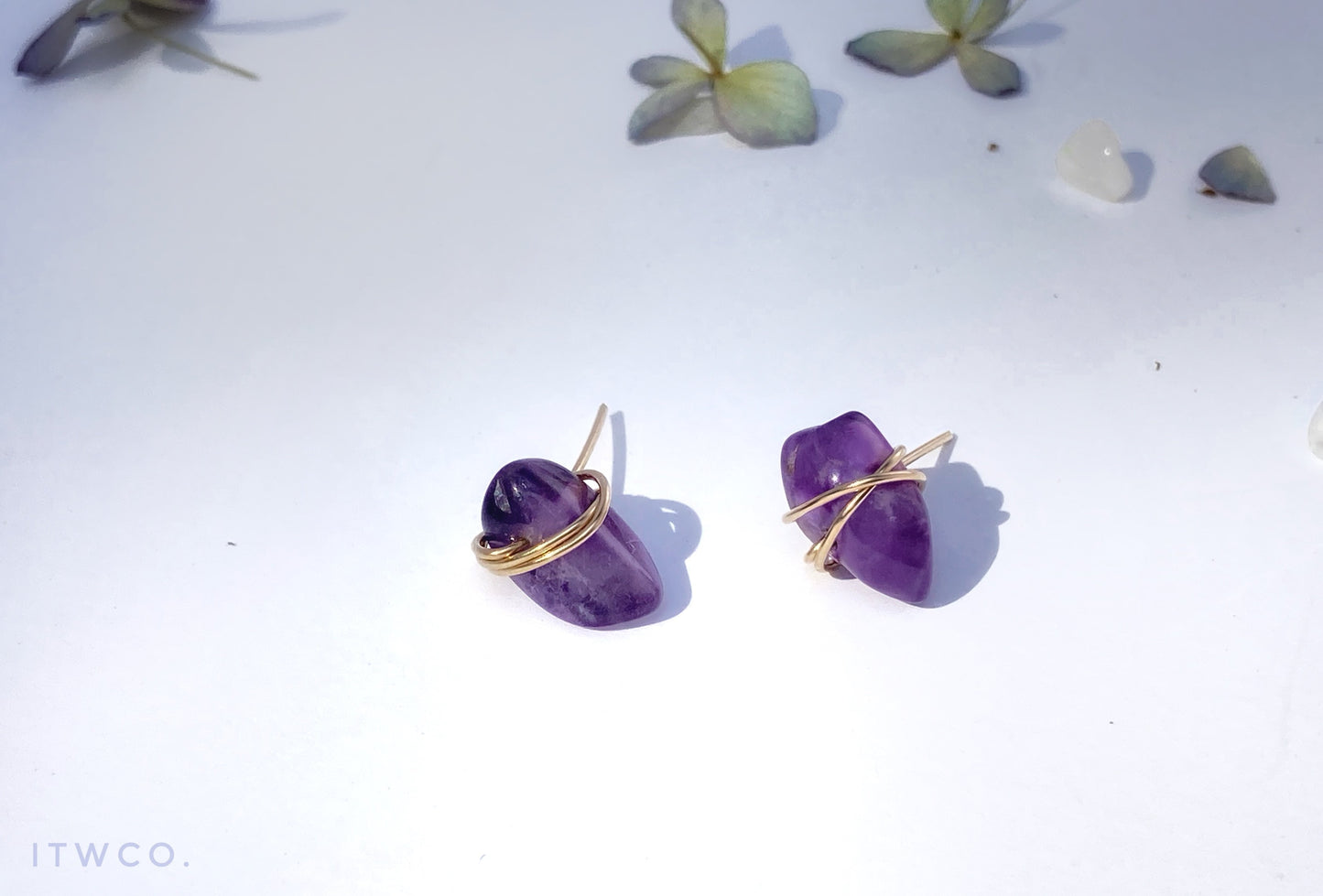 Natural Raw Amethyst Stud Earrings ♢ rts