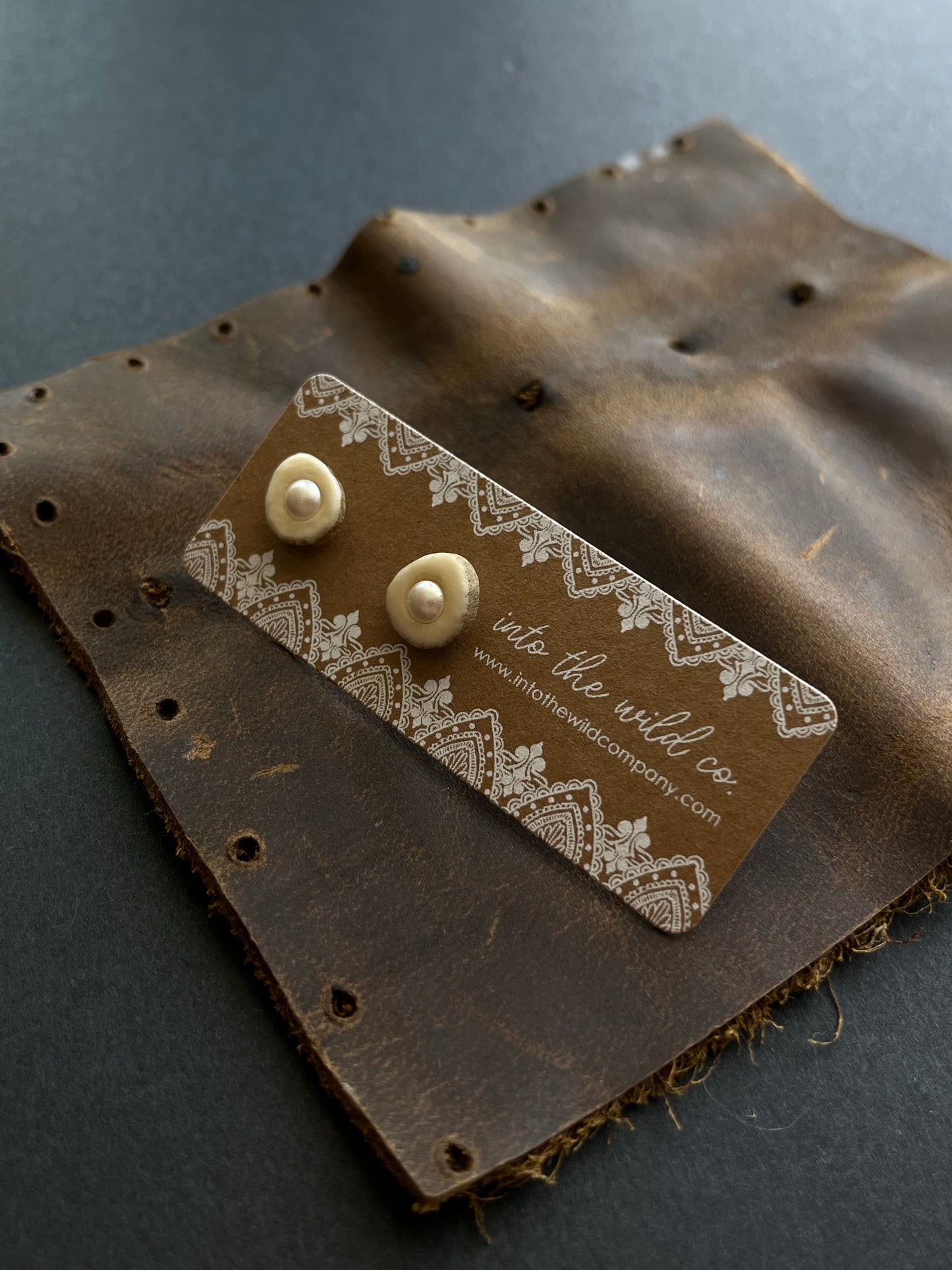 Signature Pearl Inlaid Antler Studs MTO